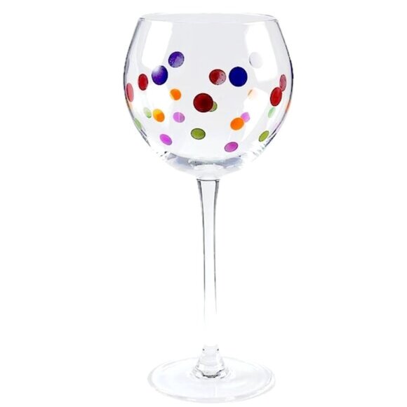 Pampered Chef Dots Collection Wine Glasses ~ 3 Balloon Goblets Discontinued EUC - Picture 1 of 8